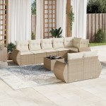 vidaXL Set canapele de grădină, 9 piese, cu perne, bej, poliratan vidaXL Set canapele de grădină, 9 piese, cu perne, bej, poliratan