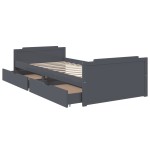vidaXL Cadru de pat cu sertare, gri închis, 90x200 cm, lemn de pin vidaXL Cadru de pat cu sertare, gri închis, 90x200 cm, lemn de pin