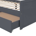 vidaXL Cadru de pat cu sertare, gri închis, 90x200 cm, lemn de pin vidaXL Cadru de pat cu sertare, gri închis, 90x200 cm, lemn de pin