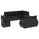 vidaXL Set mobilier de grădină cu perne, 8 piese, negru, poliratan vidaXL Set mobilier de grădină cu perne, 8 piese, negru, poliratan