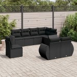 vidaXL Set mobilier de grădină cu perne, 8 piese, negru, poliratan vidaXL Set mobilier de grădină cu perne, 8 piese, negru, poliratan
