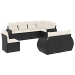 vidaXL Set mobilier de grădină cu perne, 8 piese, negru, poliratan vidaXL Set mobilier de grădină cu perne, 8 piese, negru, poliratan