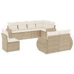 vidaXL Set canapele de grădină, 8 piese, cu perne, bej, poliratan vidaXL Set canapele de grădină, 8 piese, cu perne, bej, poliratan
