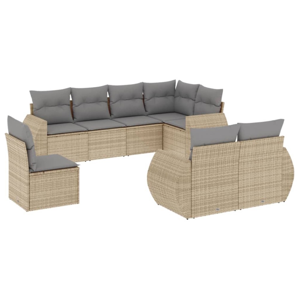 vidaXL Set canapele de grădină, 8 piese, cu perne, bej, poliratan