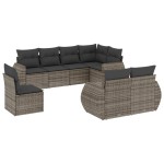 vidaXL Set canapele de grădină cu perne, 8 piese, gri, poliratan