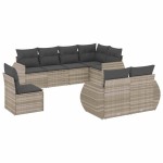 vidaXL Set mobilier de grădină cu perne, 8 piese gri deschis poliratan vidaXL Set mobilier de grădină cu perne, 8 piese gri deschis poliratan