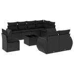 vidaXL Set mobilier de grădină cu perne, 9 piese, negru, poliratan vidaXL Set mobilier de grădină cu perne, 9 piese, negru, poliratan