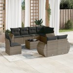 vidaXL Set canapele de grădină, 9 piese, cu perne, gri, poliratan vidaXL Set canapele de grădină, 9 piese, cu perne, gri, poliratan