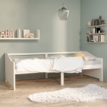 vidaXL Pat de zi cu 3 locuri, alb, 90x200 cm, lemn masiv de pin vidaXL Pat de zi cu 3 locuri, alb, 90x200 cm, lemn masiv de pin