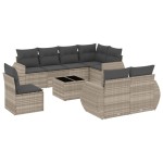 vidaXL Set canapele de grădină cu perne, 9 piese gri deschis poliratan vidaXL Set canapele de grădină cu perne, 9 piese gri deschis poliratan