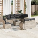 vidaXL Set canapele de grădină cu perne, 9 piese gri deschis poliratan vidaXL Set canapele de grădină cu perne, 9 piese gri deschis poliratan