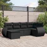 vidaXL Set mobilier de grădină cu perne, 6 piese, negru, poliratan vidaXL Set mobilier de grădină cu perne, 6 piese, negru, poliratan