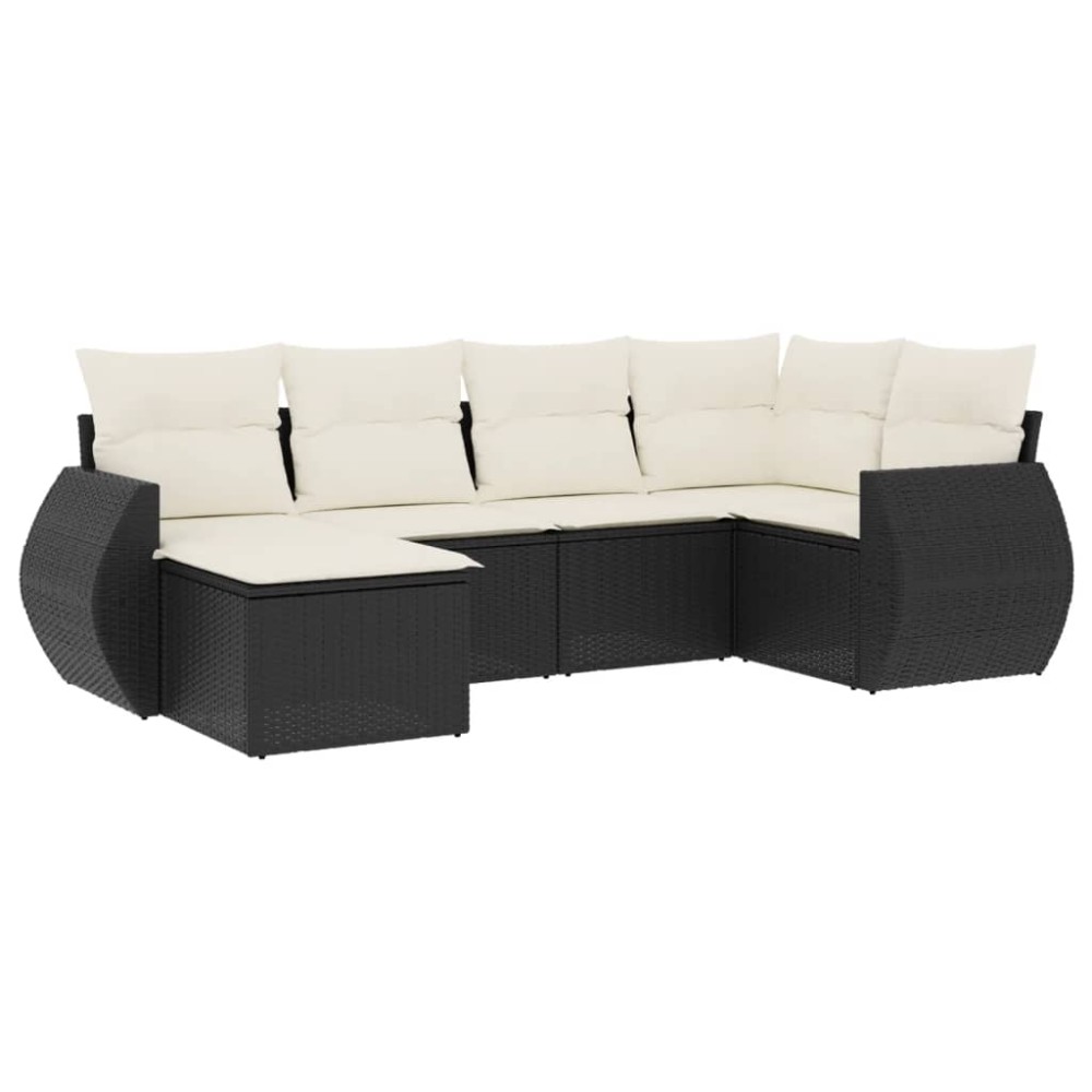 vidaXL Set mobilier de grădină cu perne, 6 piese, negru, poliratan
