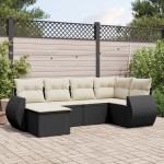 vidaXL Set mobilier de grădină cu perne, 6 piese, negru, poliratan vidaXL Set mobilier de grădină cu perne, 6 piese, negru, poliratan