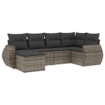 vidaXL Set mobilier grădină cu perne, 6 piese, gri, poliratan