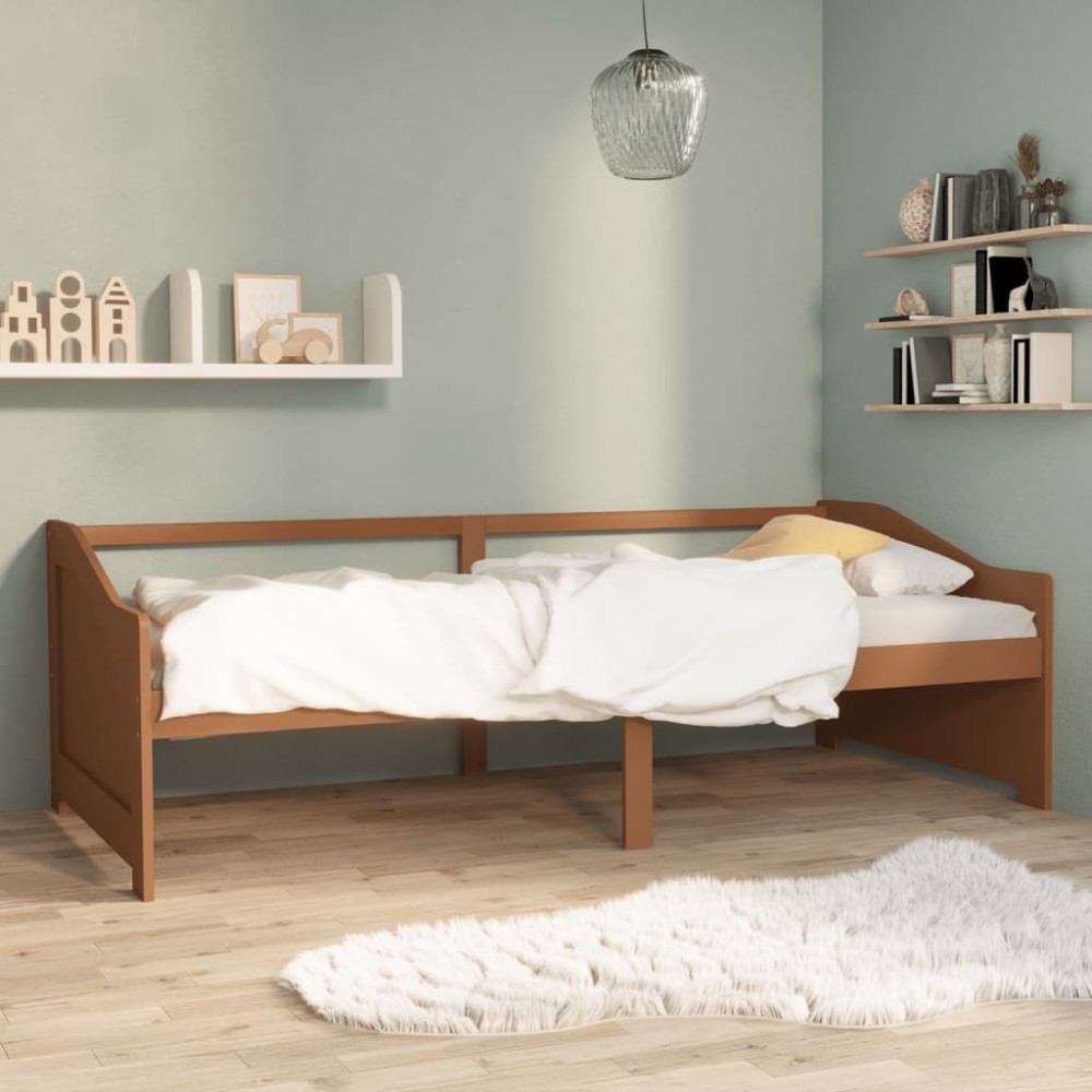 vidaXL Pat de zi cu 3 locuri, maro miere, 90x200 cm, lemn masiv pin