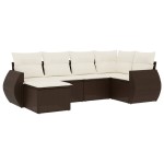 vidaXL Set canapele de grădină cu perne, 6 piese, maro, poliratan vidaXL Set canapele de grădină cu perne, 6 piese, maro, poliratan