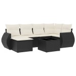 vidaXL Set canapele de grădină cu perne, 7 piese, negru, poliratan
