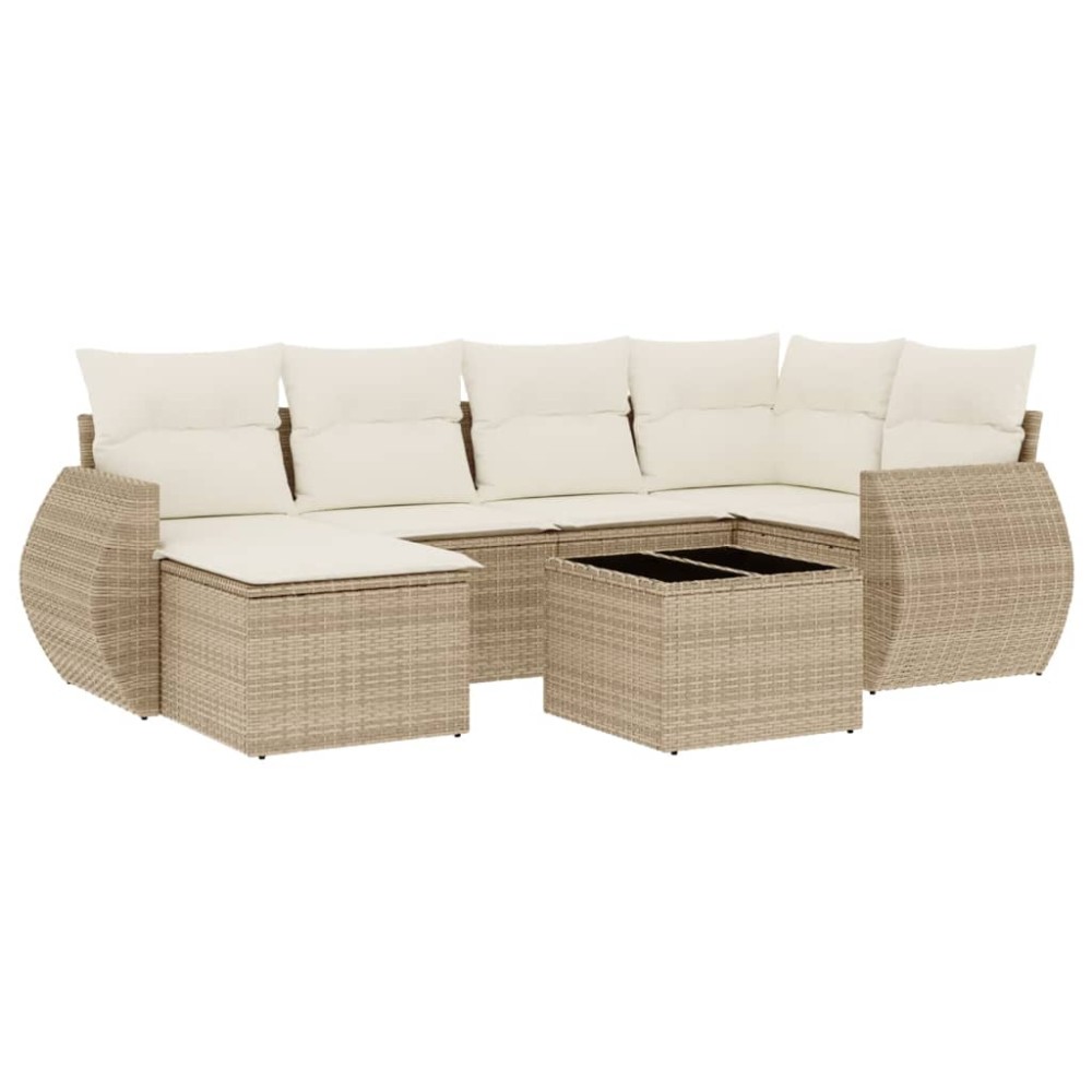 vidaXL Set canapele de grădină, 7 piese, cu perne, bej, poliratan