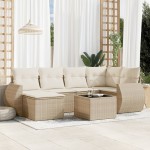 vidaXL Set canapele de grădină, 7 piese, cu perne, bej, poliratan vidaXL Set canapele de grădină, 7 piese, cu perne, bej, poliratan