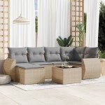 vidaXL Set canapele de grădină, 7 piese, cu perne, bej, poliratan vidaXL Set canapele de grădină, 7 piese, cu perne, bej, poliratan