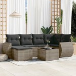 vidaXL Set canapele de grădină, 7 piese, cu perne, gri, poliratan vidaXL Set canapele de grădină, 7 piese, cu perne, gri, poliratan