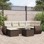 vidaXL Set canapele de grădină cu perne, 7 piese, maro, poliratan vidaXL Set canapele de grădină cu perne, 7 piese, maro, poliratan