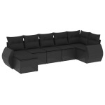 vidaXL Set canapele de grădină cu perne, 7 piese, negru, poliratan