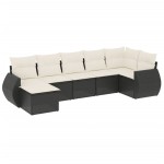 vidaXL Set canapele de grădină cu perne, 7 piese, negru, poliratan