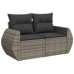 vidaXL Set canapele de grădină, 7 piese, cu perne, gri, poliratan vidaXL Set canapele de grădină, 7 piese, cu perne, gri, poliratan