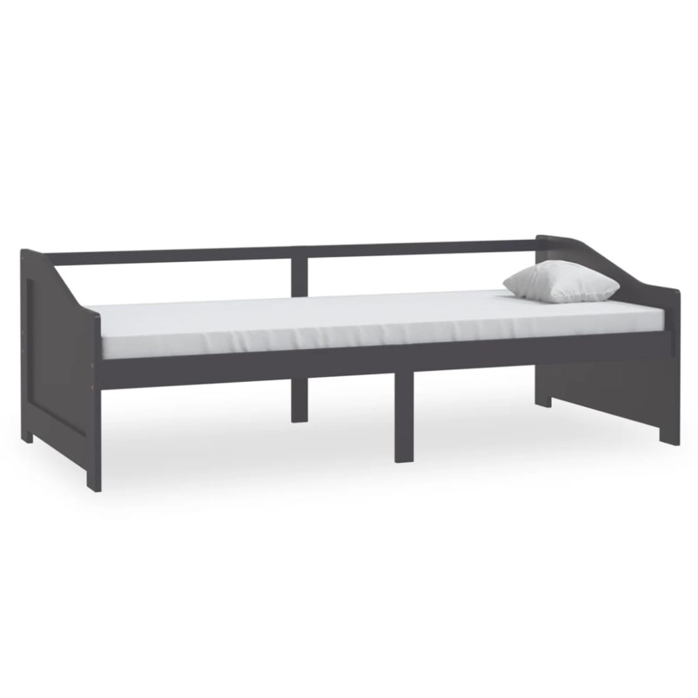 vidaXL Pat de zi cu 3 locuri, gri închis, 90x200 cm, lemn masiv pin