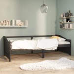 vidaXL Pat de zi cu 3 locuri, gri închis, 90x200 cm, lemn masiv pin vidaXL Pat de zi cu 3 locuri, gri închis, 90x200 cm, lemn masiv pin