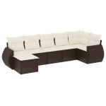 vidaXL Set canapele de grădină cu perne, 7 piese, maro, poliratan