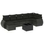 vidaXL Set mobilier de grădină cu perne, 8 piese, negru, poliratan vidaXL Set mobilier de grădină cu perne, 8 piese, negru, poliratan