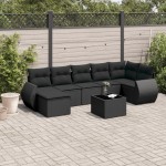 vidaXL Set mobilier de grădină cu perne, 8 piese, negru, poliratan vidaXL Set mobilier de grădină cu perne, 8 piese, negru, poliratan