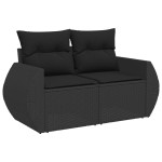 vidaXL Set mobilier de grădină cu perne, 8 piese, negru, poliratan vidaXL Set mobilier de grădină cu perne, 8 piese, negru, poliratan