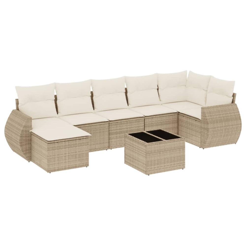 vidaXL Set canapele de grădină, 8 piese, cu perne, bej, poliratan