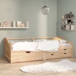 vidaXL Pat de zi cu 3 locuri cu sertare, 90x200 cm, lemn masiv de pin vidaXL Pat de zi cu 3 locuri cu sertare, 90x200 cm, lemn masiv de pin