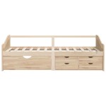 vidaXL Pat de zi cu 3 locuri cu sertare, 90x200 cm, lemn masiv de pin vidaXL Pat de zi cu 3 locuri cu sertare, 90x200 cm, lemn masiv de pin