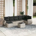 vidaXL Set mobilier de grădină cu perne, 8 piese gri deschis poliratan vidaXL Set mobilier de grădină cu perne, 8 piese gri deschis poliratan