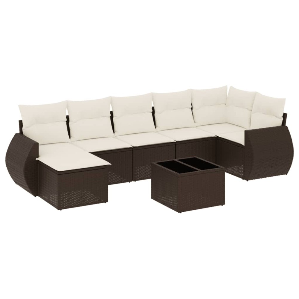 vidaXL Set canapele de grădină cu perne, 8 piese, maro, poliratan