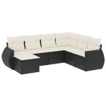 vidaXL Set canapele de grădină cu perne, 7 piese, negru, poliratan