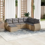 vidaXL Set canapele de grădină, 7 piese, cu perne, bej, poliratan vidaXL Set canapele de grădină, 7 piese, cu perne, bej, poliratan
