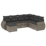 vidaXL Set canapele de grădină, 7 piese, cu perne, gri, poliratan vidaXL Set canapele de grădină, 7 piese, cu perne, gri, poliratan