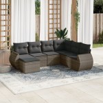 vidaXL Set canapele de grădină, 7 piese, cu perne, gri, poliratan vidaXL Set canapele de grădină, 7 piese, cu perne, gri, poliratan