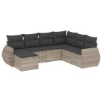 vidaXL Set canapele de grădină cu perne, 7piese gri deschis poliratan