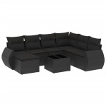 vidaXL Set mobilier de grădină cu perne, 8 piese, negru, poliratan vidaXL Set mobilier de grădină cu perne, 8 piese, negru, poliratan