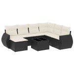 vidaXL Set mobilier de grădină cu perne, 8 piese, negru, poliratan vidaXL Set mobilier de grădină cu perne, 8 piese, negru, poliratan