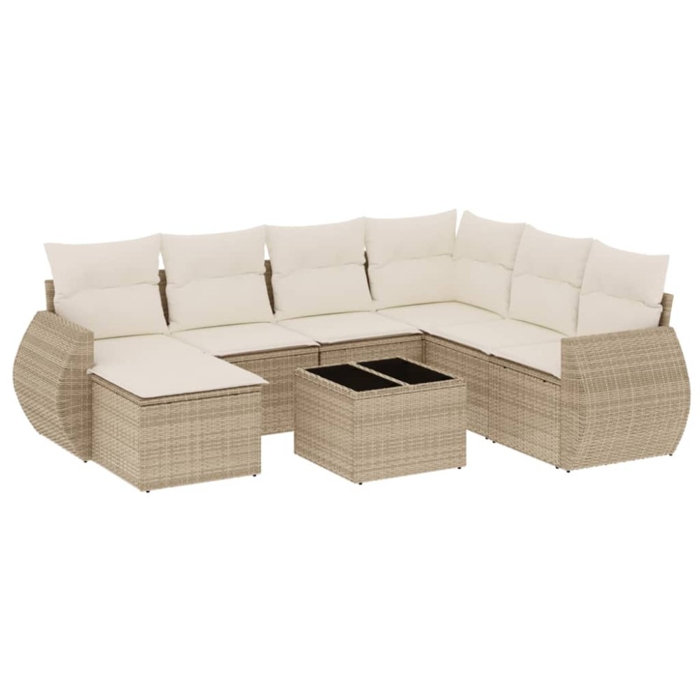vidaXL Set canapele de grădină, 8 piese, cu perne, bej, poliratan
