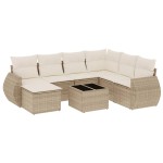 vidaXL Set canapele de grădină, 8 piese, cu perne, bej, poliratan